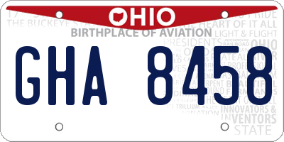 OH license plate GHA8458