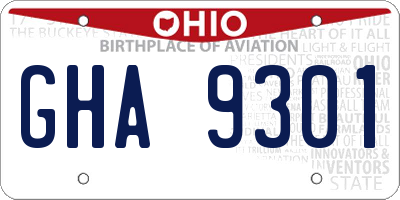 OH license plate GHA9301
