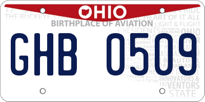 OH license plate GHB0509