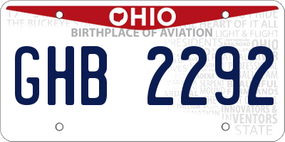 OH license plate GHB2292