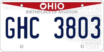 OH license plate GHC3803