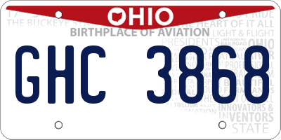 OH license plate GHC3868