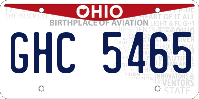 OH license plate GHC5465