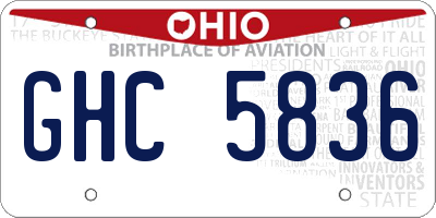 OH license plate GHC5836