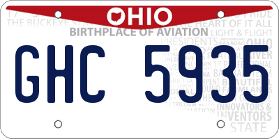 OH license plate GHC5935