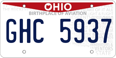 OH license plate GHC5937