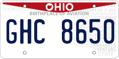 OH license plate GHC8650