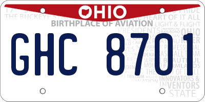 OH license plate GHC8701