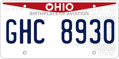 OH license plate GHC8930