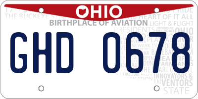 OH license plate GHD0678