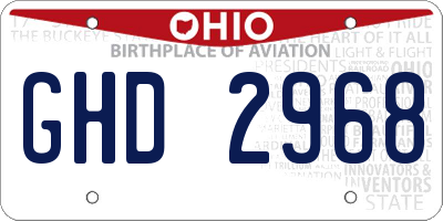 OH license plate GHD2968