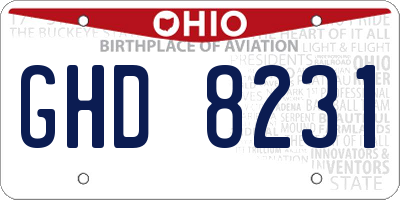 OH license plate GHD8231