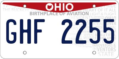 OH license plate GHF2255