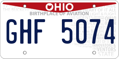 OH license plate GHF5074