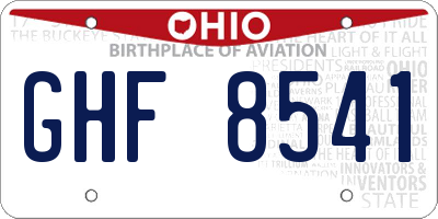 OH license plate GHF8541