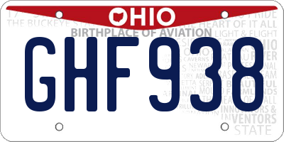 OH license plate GHF938