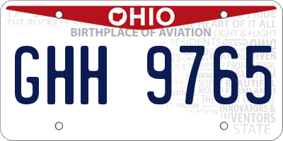 OH license plate GHH9765
