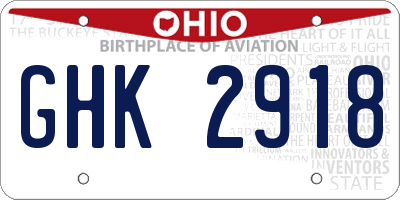 OH license plate GHK2918