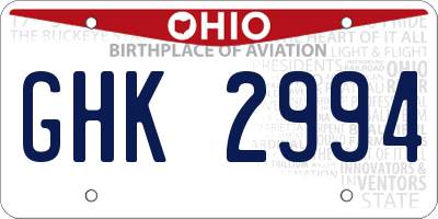 OH license plate GHK2994