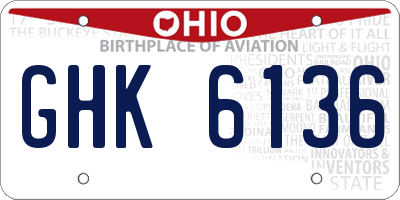 OH license plate GHK6136