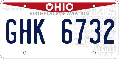 OH license plate GHK6732