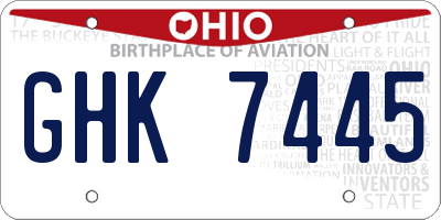 OH license plate GHK7445