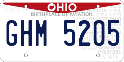 OH license plate GHM5205
