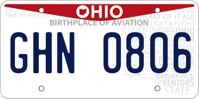 OH license plate GHN0806