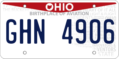 OH license plate GHN4906