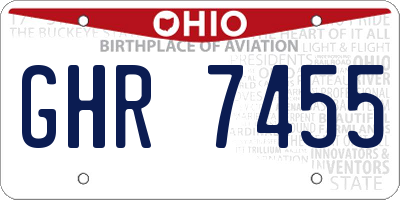 OH license plate GHR7455