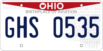 OH license plate GHS0535