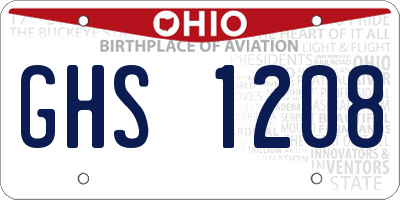 OH license plate GHS1208