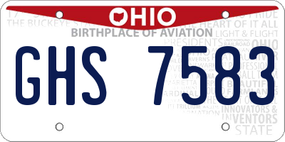 OH license plate GHS7583