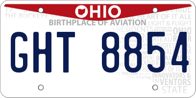 OH license plate GHT8854