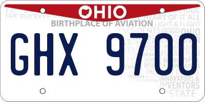 OH license plate GHX9700