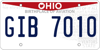 OH license plate GIB7010