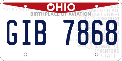 OH license plate GIB7868
