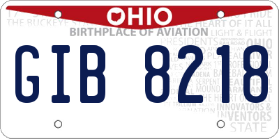 OH license plate GIB8218
