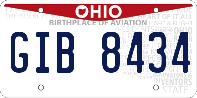 OH license plate GIB8434