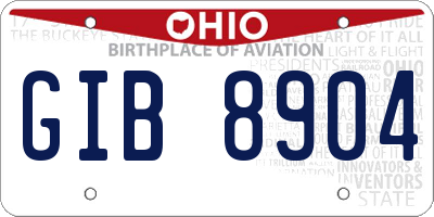 OH license plate GIB8904
