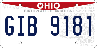 OH license plate GIB9181