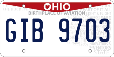 OH license plate GIB9703