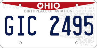 OH license plate GIC2495