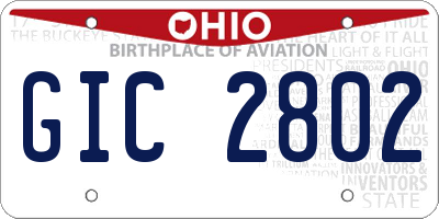 OH license plate GIC2802