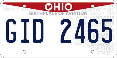 OH license plate GID2465