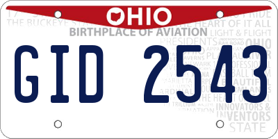 OH license plate GID2543