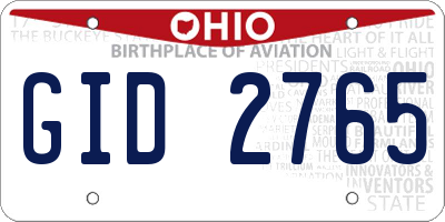 OH license plate GID2765