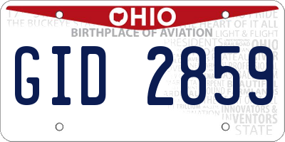 OH license plate GID2859