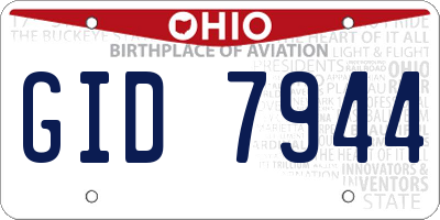 OH license plate GID7944