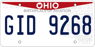 OH license plate GID9268